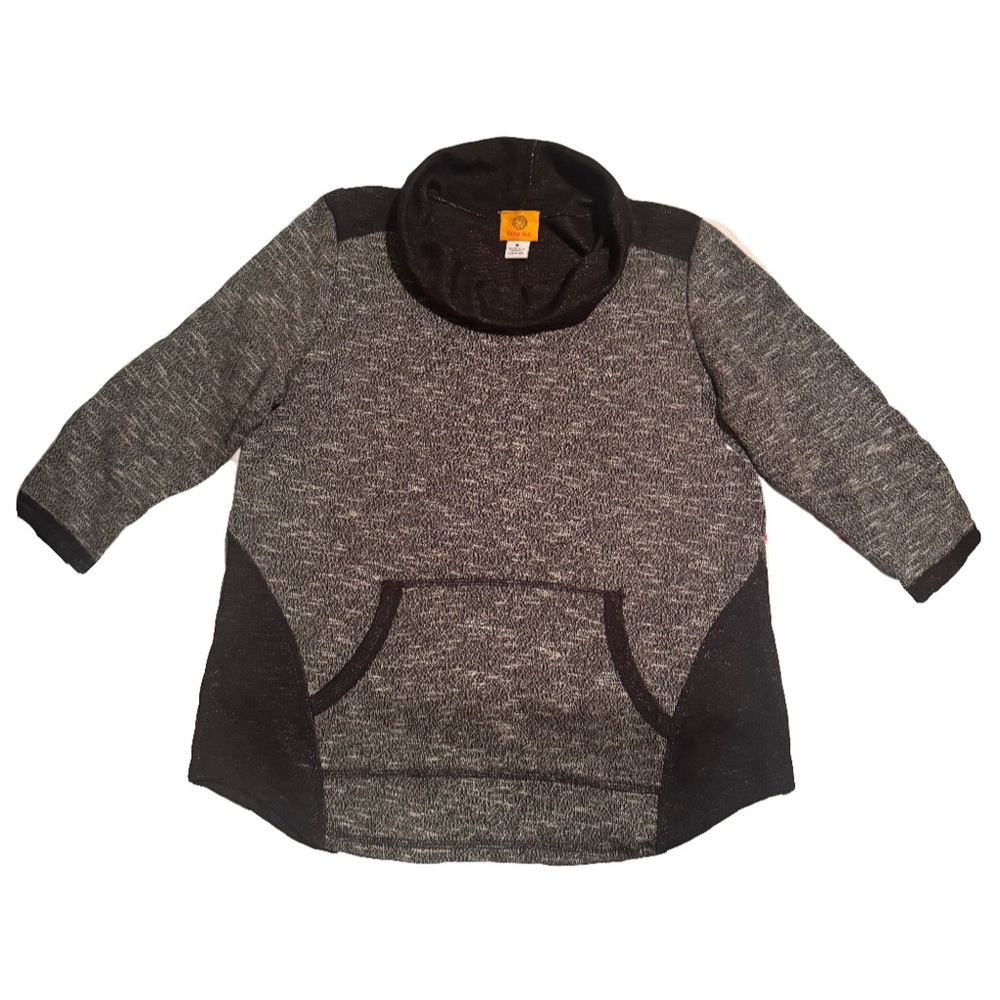 Ruby Rd Women’s Gray Top size M Cowl Neck 3/4 Sleeves Front Pocket